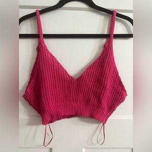 size L pink zara crochet top